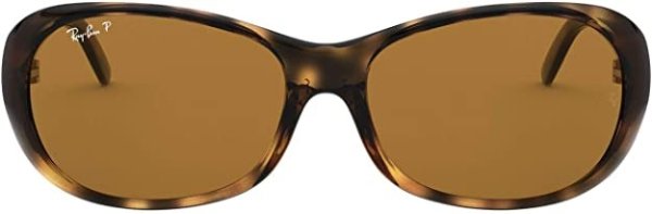 Women's RB4061 Oval Sunglasses, Tortoise/Polarized Brown, 55 mm