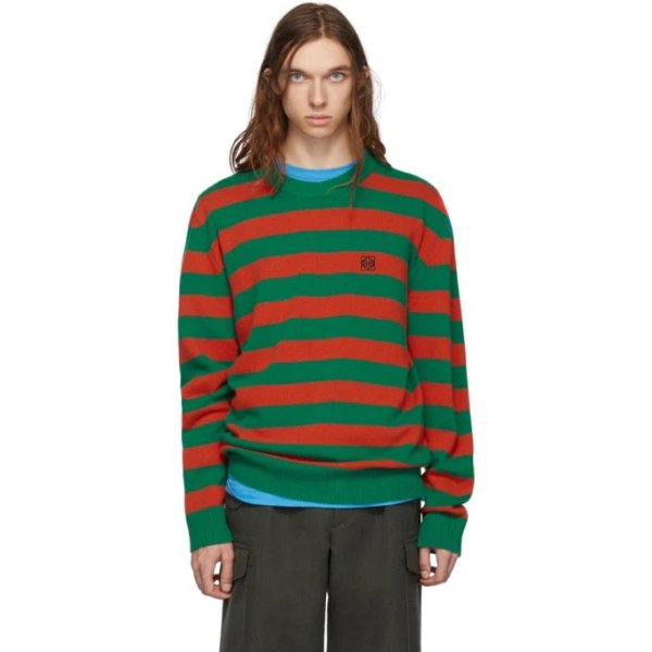 Green & Orange Stripe Anagram Sweater