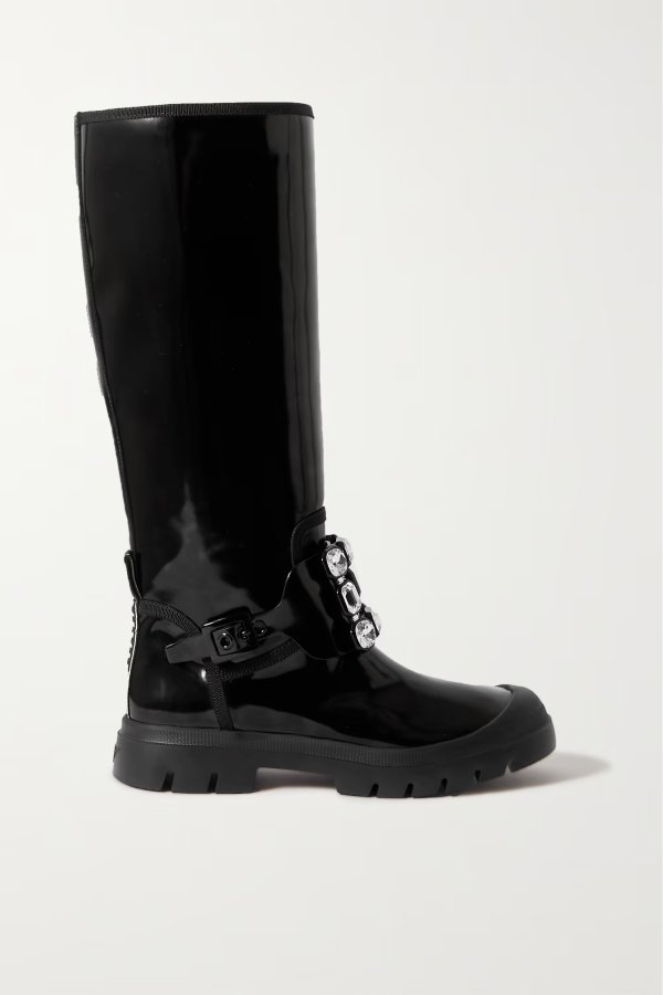 Walky Viv crystal-embellished patent-leather knee boots