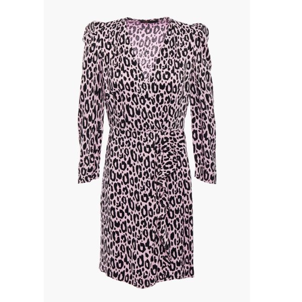 Ripanta wrap-effect cupro-blend leopard-jacquard mini dress