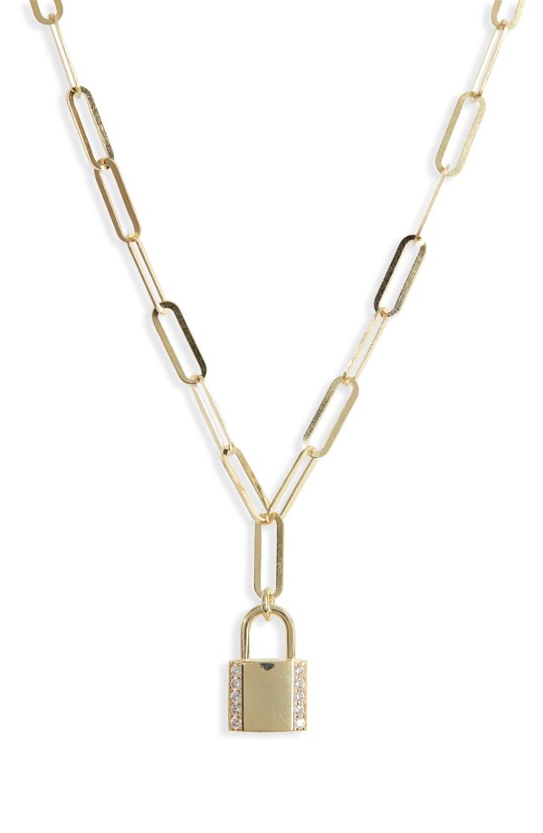 Pave Lock Link Necklace