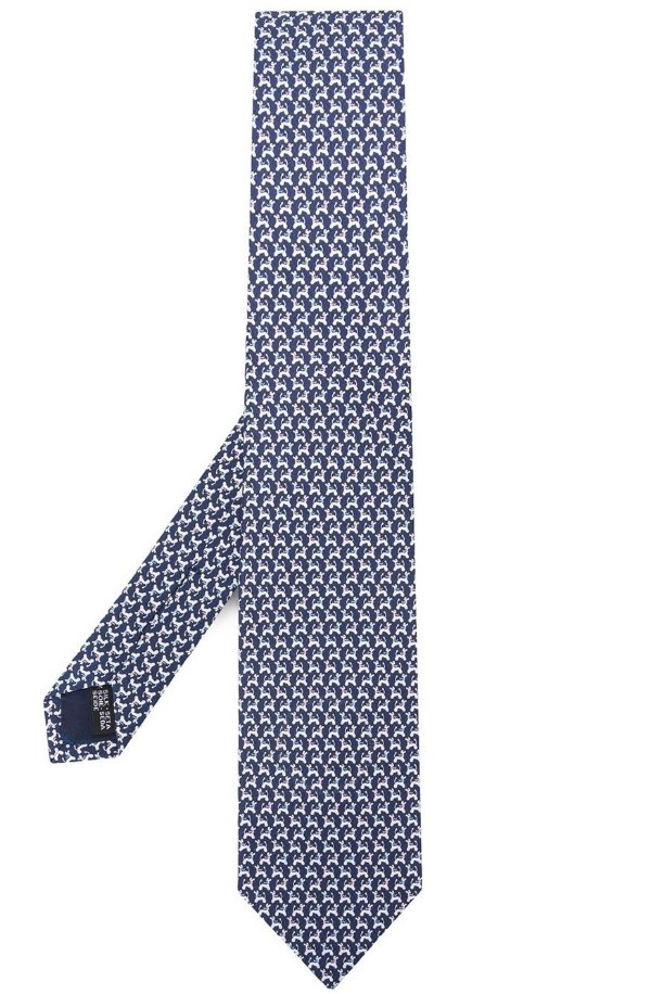 Men's Dog Print Tie in Blue