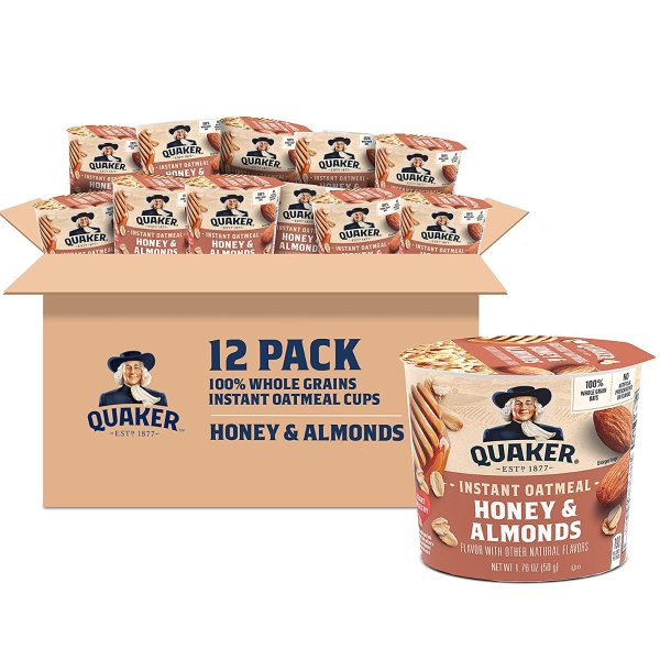 Instant Oatmeal Express Cups, Honey & Almonds, 12 Count