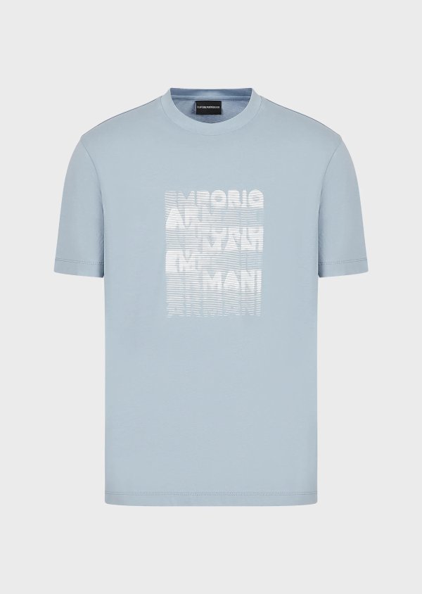 Pima jersey T-shirt with 80s-effect logo print WELCOME BACK TO ARMANI.COM .xg-st0 { fill: none; stroke: #d4d4d4; stroke-width: 14; stroke-linecap: round; stroke-linejoin: round; stroke-miterlimit: 23.1428; }