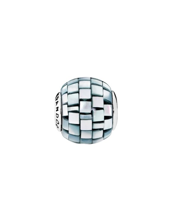 Essence Collection Silver Mother-of-Pearl Greyish Blue Mosaic Balance Charm