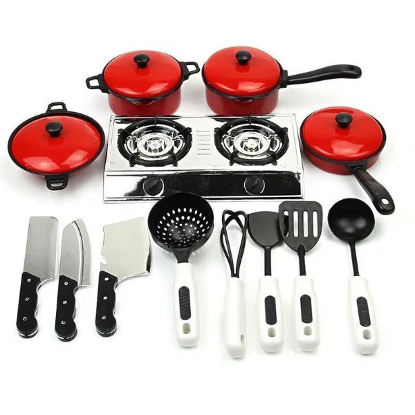 13 Pieces Kitchen Appliances Playset, Mini Breakfast Stove Top Cooking Pots Pans Pretend Play Toys For Kids - Toys & Games - Temu