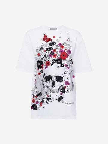 ‎‎‎‎Women‎'s ‎White ‎ ‎Oversize Skull T Shirt ‎ | Alexander McQueen
