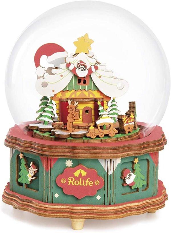 DIY Music Box Assembly Puzzle Kits 3D Wooden Puzzles Unique Craft Kits (Christmas Town)