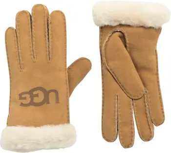 Genuine Shearling Cuff Leather Gloves