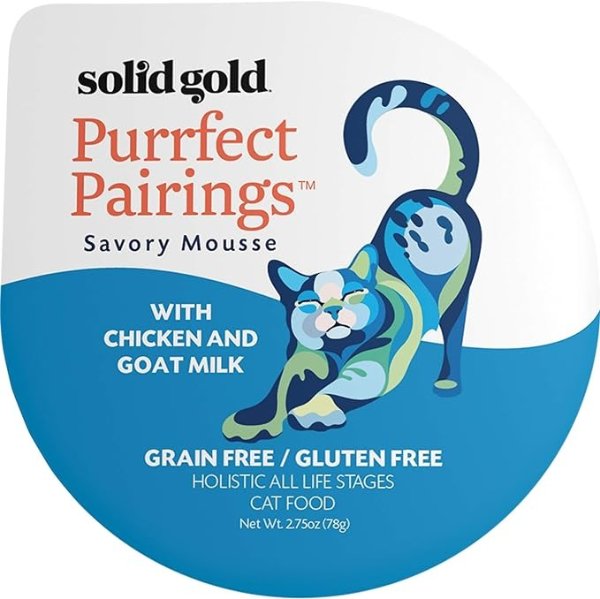 Grain Free Wet Cat Food Pate - Made with Real Chicken - Purrfect Pairings Goat Milk Mousse Pate Canned Cat Food for Healthy Digestion, Weight Control, & Overall Immunity