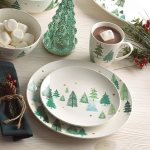 Lenox 温馨圣诞树陶瓷餐盘 4个装  8.6"