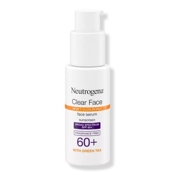 NeutrogenaClear Face Serum Sunscreen with Green Tea, SPF 60+