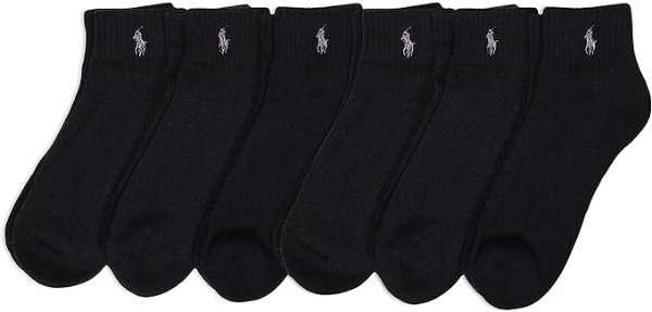 POLO RALPH LAUREN Men's Classic Sport Solid Ankle Socks-6 Pair Pack-Athletic Cushioned Cotton Comfort