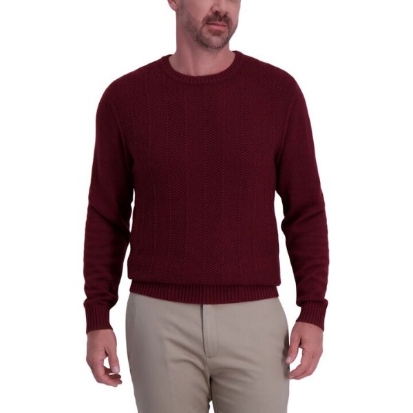 Solid Texture Crewneck Sweater