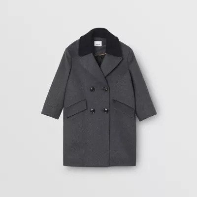 Contrast Collar Cashmere Tailored Coat