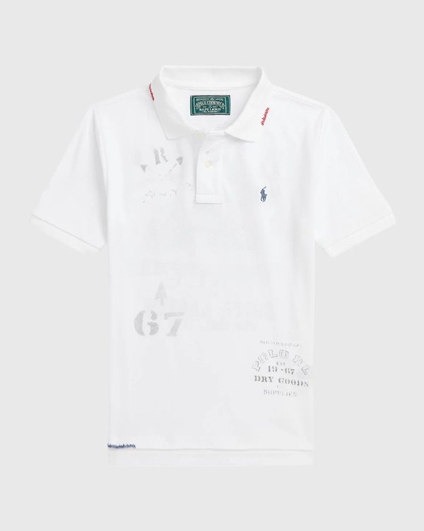 Boy's Mesh Embroidered Polo Shirt, Size S-XL