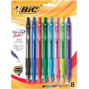 BIC Velocity Bold Fashion Retractable Ball Pen, Bold Point (1.6 mm), Assorted, 8-Count