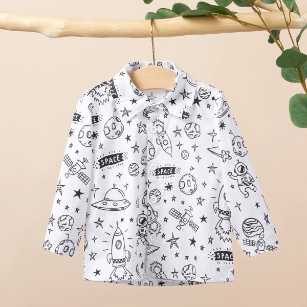 Baby / Toddler Boy Stylish Cartoon Print Long-sleeve Shirt
