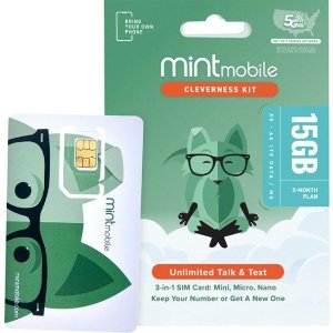 限今天：Mint Mobile 5G预付卡 15GB流量 3个月服务 入网包