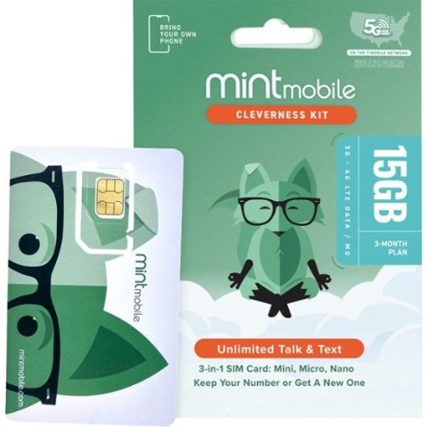 Mint Mobile 5G预付卡 15GB流量 3个月服务 入网包