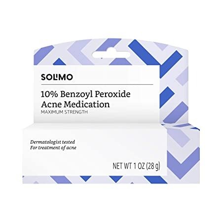 Amazon Brand - Solimo 10% Benzoyl Peroxide Acne Medication, Maximum Strength, 1 Fluid Ounce