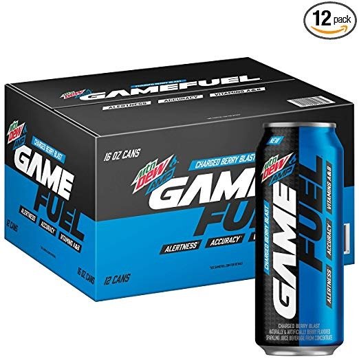 AMP GAME FUEL, Charged Berry Blast, 16 Fluid Ounce, Pack of 12
