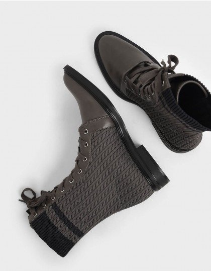 Fly Knit Lace-Up Calf Boots