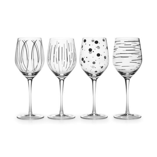 Metallic Set of 4 Platinum Wine Glasses