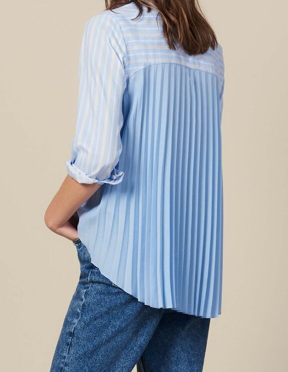 Asymmetric shirt with pleated inset
