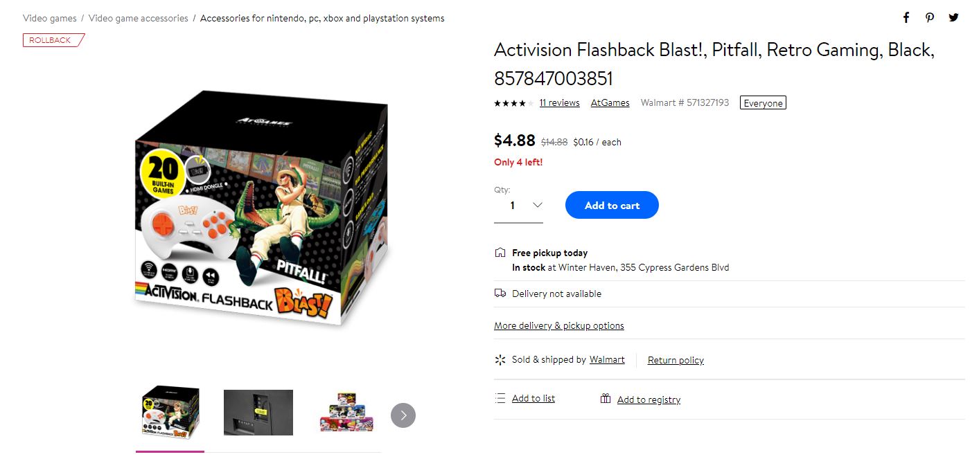 Activision Flashback Blast!, Pitfall, Retro Gaming, Black, 857847003851游戏机
