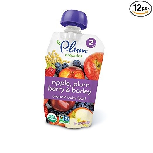 Stage 2, Organic Baby Food, Apple, Plum, Berry and Barley, 3.5 ounce pouch (Pack of 12)