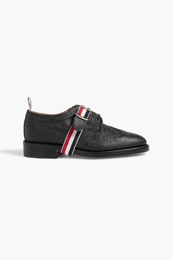Striped pebbled-leather brogues
