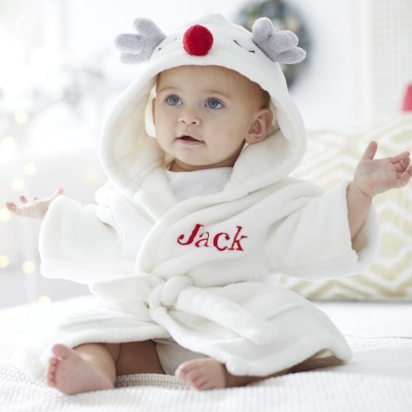 Personalized White Reindeer Robe