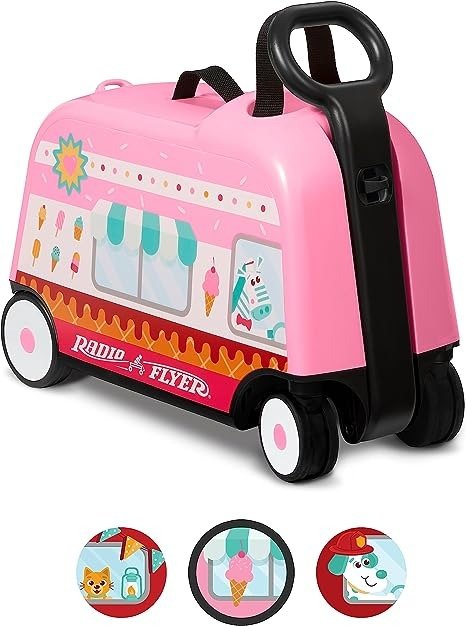 3-in-1 Happy Trav’ler Ice Cream Truck, Ride on Toy, Toddler Carry-On Storage, Ages 2-5 Years