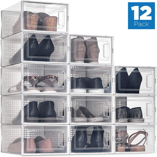 SESENO 可堆叠透明鞋盒 12个装