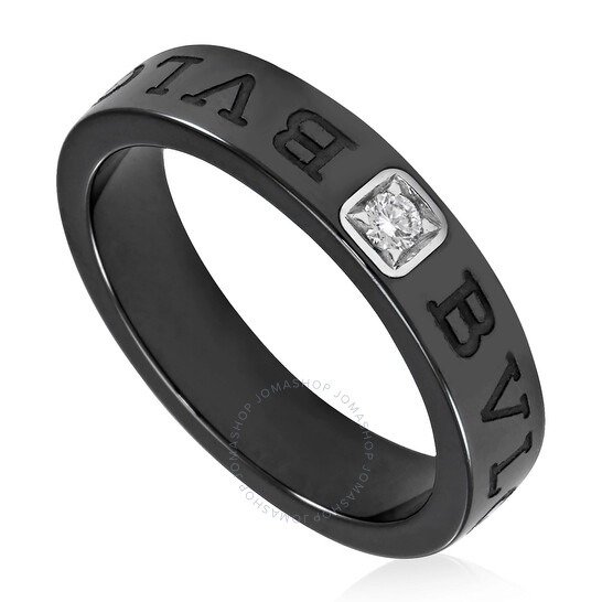 Black Ceramic Diamond Ring, Size 8.5
