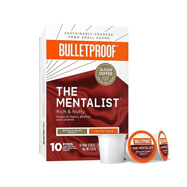 The Mentalist Medium-Dark Roast Single-Serve Pods, 10 Count, Compatible with Keurig K-Cup Brewers, 100% Arabica Coffee Sourced from Guatemala, Colombia & El Salvador