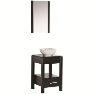 Maranella Atala 19 in. Vanity in Espresso with Tempered Glass Vanity Top in Espresso and Mirror