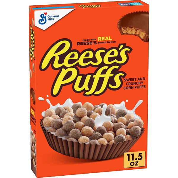 Reese's Puffs Cereal, Chocolatey Peanut Butter, with Whole Grain, 11.5 oz