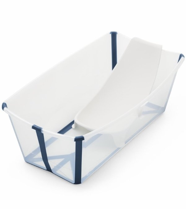 Flexi Bath Heat Sensitive Tub + Newborn Support - Transparent Blue