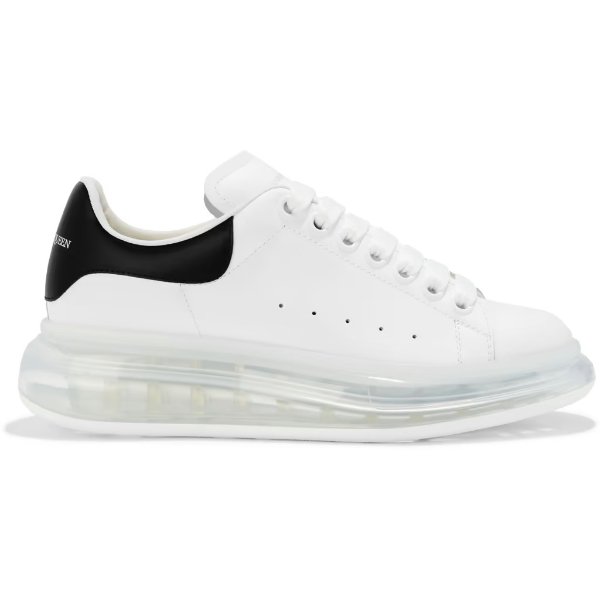 Perforated leather exaggerated-sole sneakers