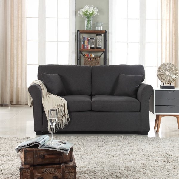 Traditional Ultra Comfortable Linen Fabric Loveseat - Transitional - Loveseats - by SofaMania