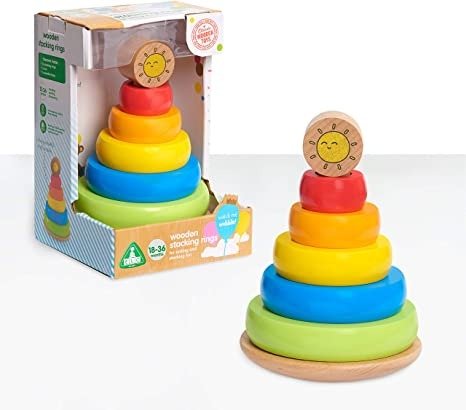 Learning Centre Wooden Stacking Rings, Hand Eye Coordination, Problem Solving, Toys for Ages 18-36 Months, Amazon Exclusive by Just Play