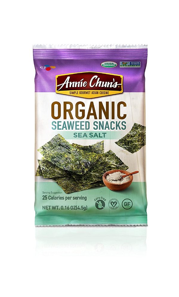 Organic Seaweed, Sea Salt, 0.16-oz (12 Count), Keto, Vegan, & Gluten-Free Snack
