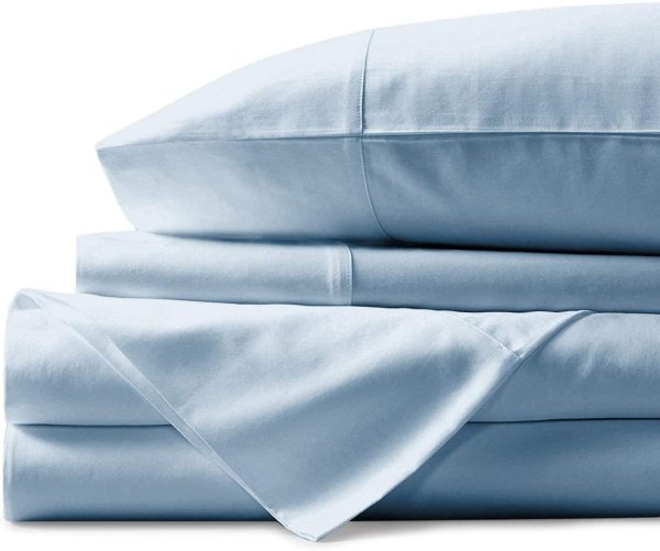 Linen 800 Thread Count 100% Egyptian Cotton Sheets, Sky Blue Queen Sheets Set, Long Staple Cotton, Sateen Weave for Soft and Silky Feel, Fits Mattress Upto 18'' DEEP Pocket