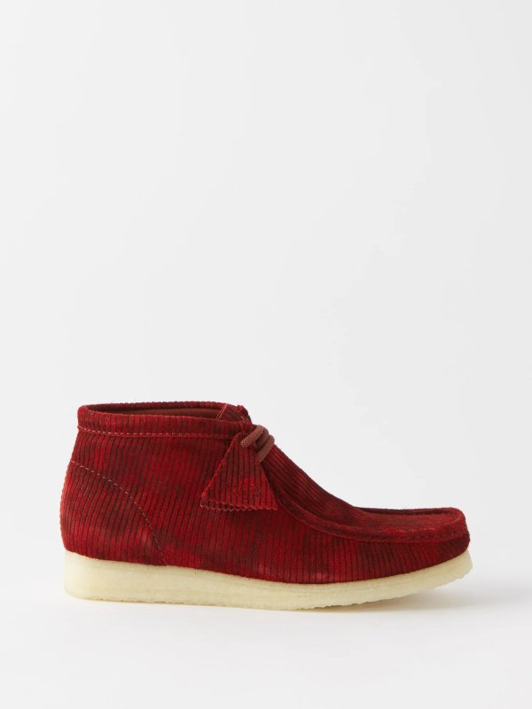 Wallabee embossed-suede boots