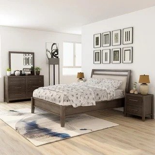 Furniture of America Ninn Rustic Grey 5-piece Padded Bedroom Set