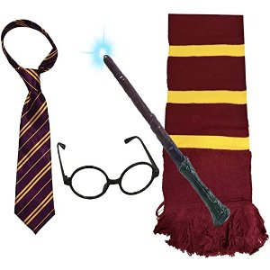 领带+眼镜+带灯魔术棒+围巾哈利波特服装配件套组