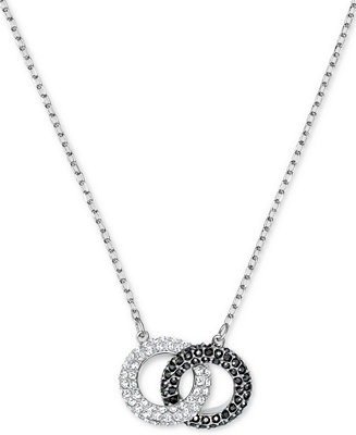 Two-Tone Crystal Linked Circle 17-3/4" Pendant Necklace