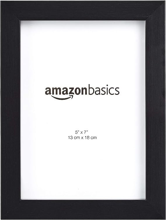 Amazon Basics Rectangular Photo Picture Frame, 5" x 7", Pack of 2, Black